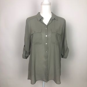 H&M dark Green long sleeve blouse